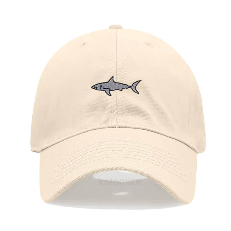Shark Embroidery Baseball Cap For Men Women Washed Cotton Dad Hat Adjustable Unisex Casual Sports Caps