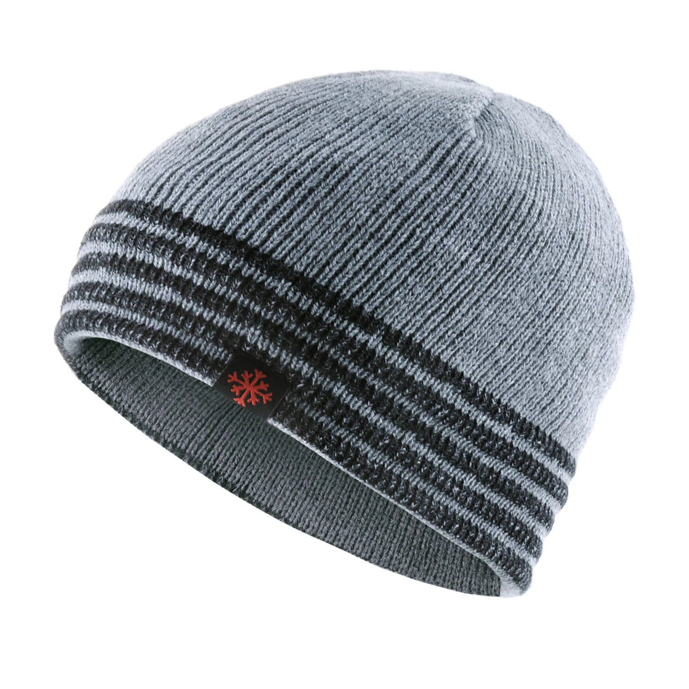 Men's Skullies Beanies Knitted Striped Hats Men Winter Thick Beanie Hat Double Layer Solid Color Velvet Warm Bonnet Cap