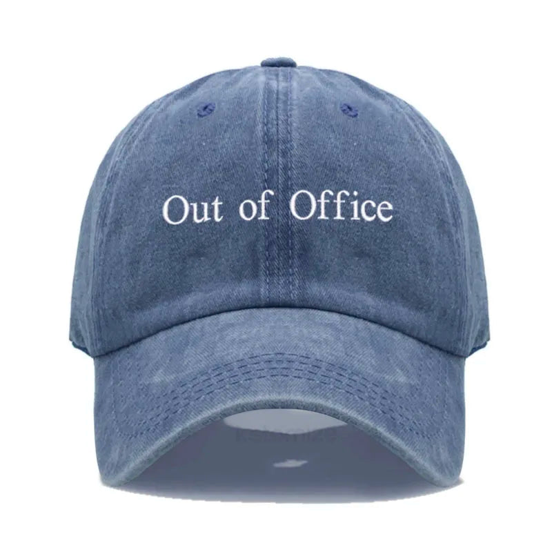 Out of Office Embroidered Vintage Washed Baseball Cap Unisex Adjustable Casual Dad Hat Summer Sun Hat for Women Men