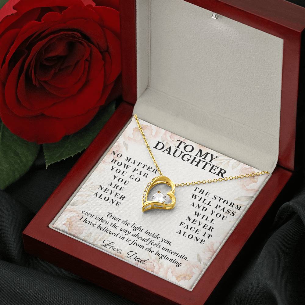 C155 - No Matter How Far You Go You Will Always Carry A Piece Of Dad’s Heart With You - Forever Love Necklace