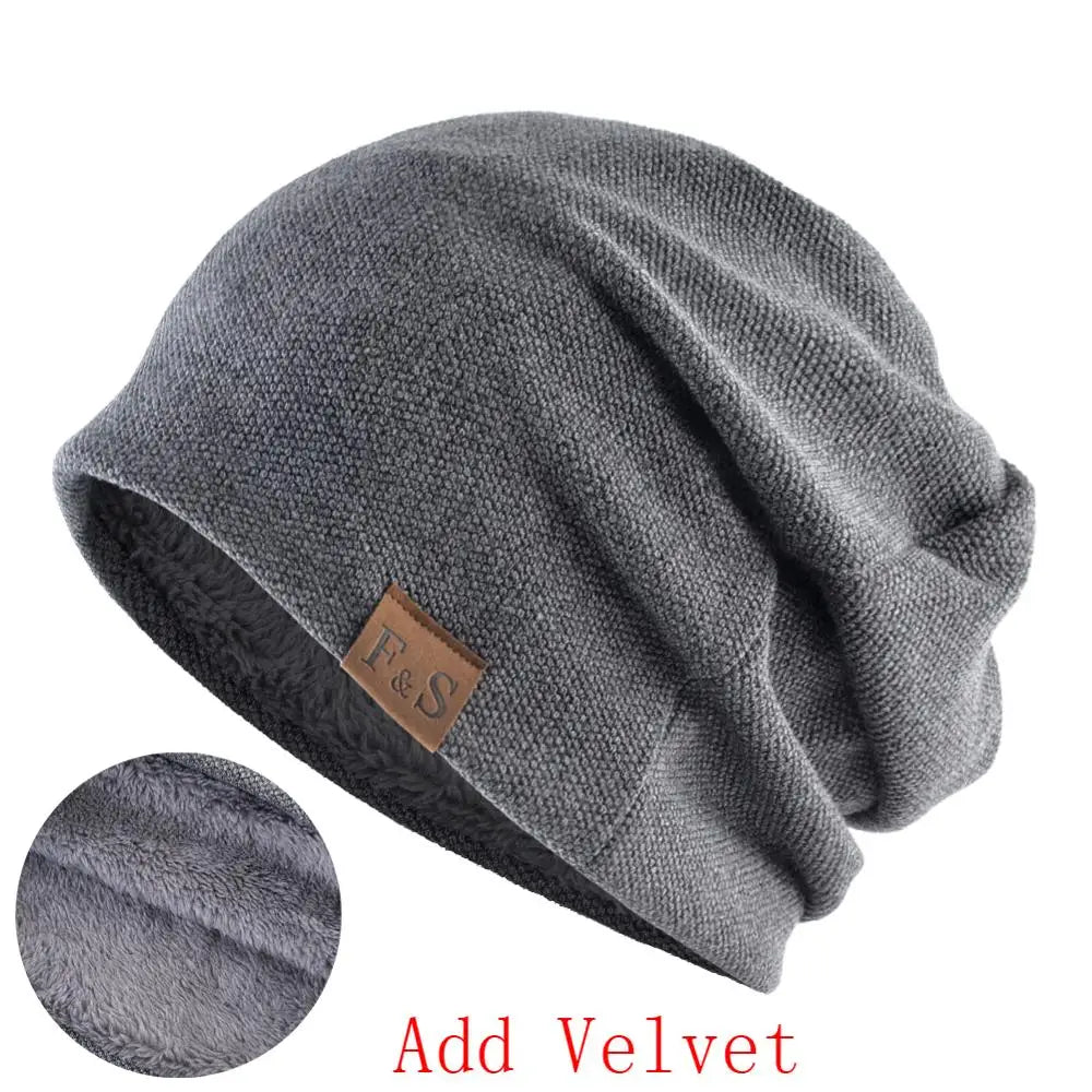 Fashion Bonnet Hat For Men And Women Winter Knitted Solid Color Skullies Beanies Velvet Soft Turban Hats Hip Hop Beanie