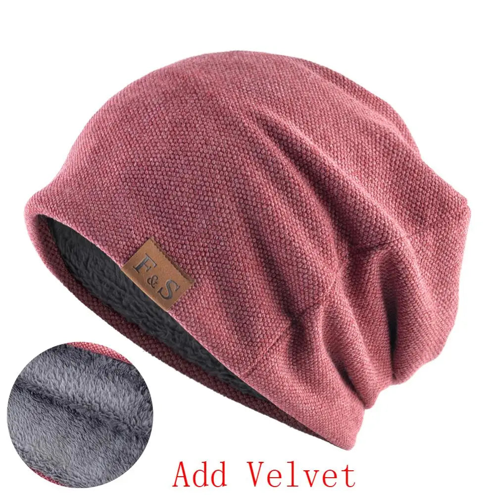 Fashion Bonnet Hat For Men And Women Winter Knitted Solid Color Skullies Beanies Velvet Soft Turban Hats Hip Hop Beanie