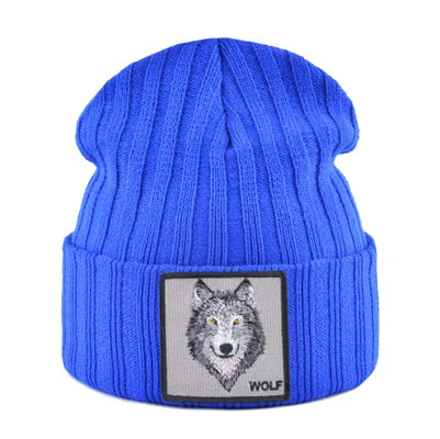 New Fashion Knitted Hats For Men Women Wolf Pattern Skullies Beanies Unisex Knitting Streetwear Hip Hop Bonnet Caps Kpop Gorras