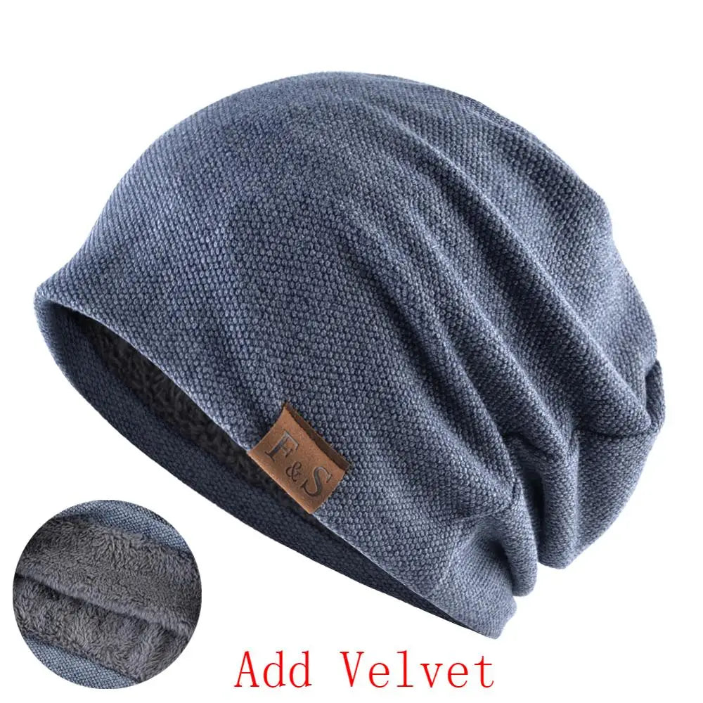 Fashion Bonnet Hat For Men And Women Winter Knitted Solid Color Skullies Beanies Velvet Soft Turban Hats Hip Hop Beanie
