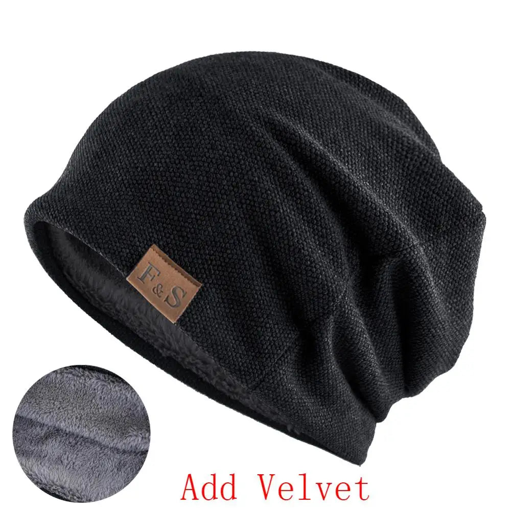 Fashion Bonnet Hat For Men And Women Winter Knitted Solid Color Skullies Beanies Velvet Soft Turban Hats Hip Hop Beanie