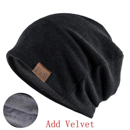 Fashion Bonnet Hat For Men And Women Winter Knitted Solid Color Skullies Beanies Velvet Soft Turban Hats Hip Hop Beanie