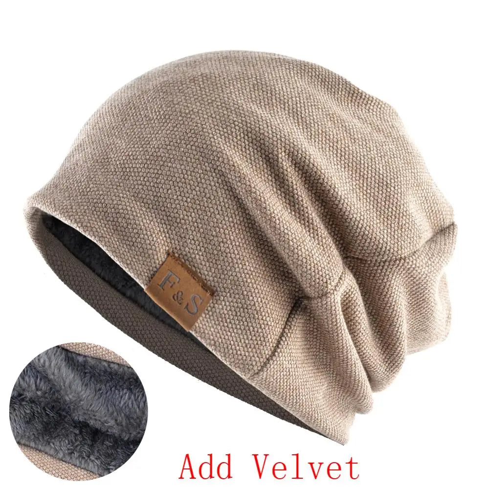 Fashion Bonnet Hat For Men And Women Winter Knitted Solid Color Skullies Beanies Velvet Soft Turban Hats Hip Hop Beanie
