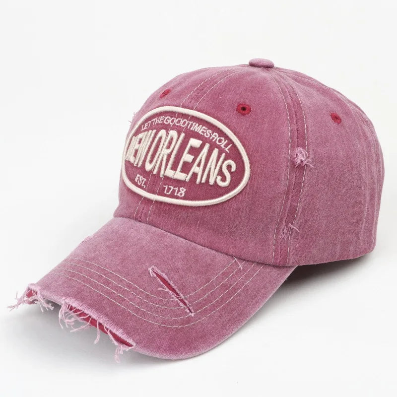 2024 Unisex Washed Cotton Baseball Cap Letter Embroidered Vintage Snapback Hat Men And Women Streetwear Outdoor Sports Hats