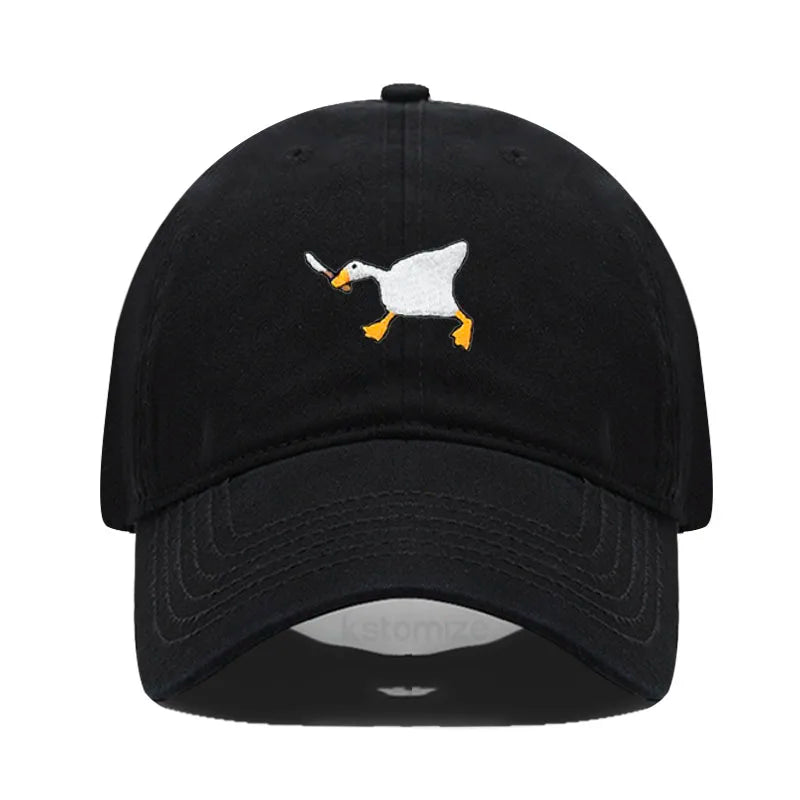 Unisex Dad Hat with Embroidered Goose Pattern Fashionable Style Duckbill Cap for Men & Women