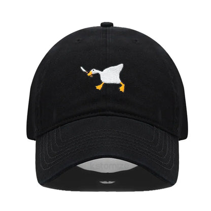 Unisex Dad Hat with Embroidered Goose Pattern Fashionable Style Duckbill Cap for Men & Women