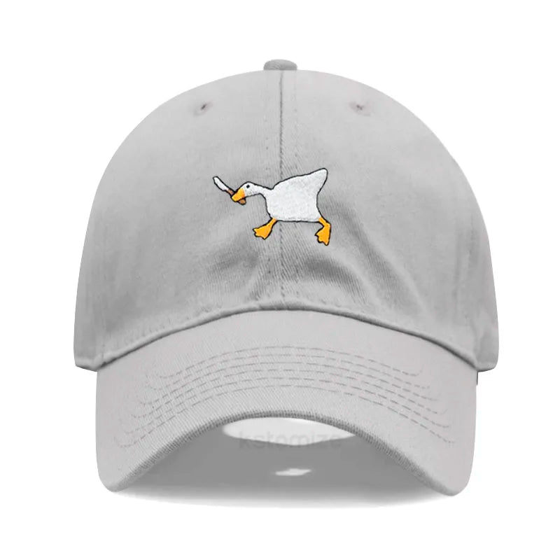 Unisex Dad Hat with Embroidered Goose Pattern Fashionable Style Duckbill Cap for Men & Women