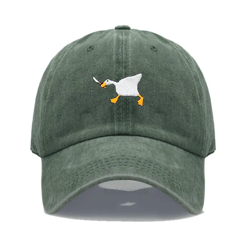 Unisex Dad Hat with Embroidered Goose Pattern Fashionable Style Duckbill Cap for Men & Women