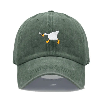 Unisex Dad Hat with Embroidered Goose Pattern Fashionable Style Duckbill Cap for Men & Women