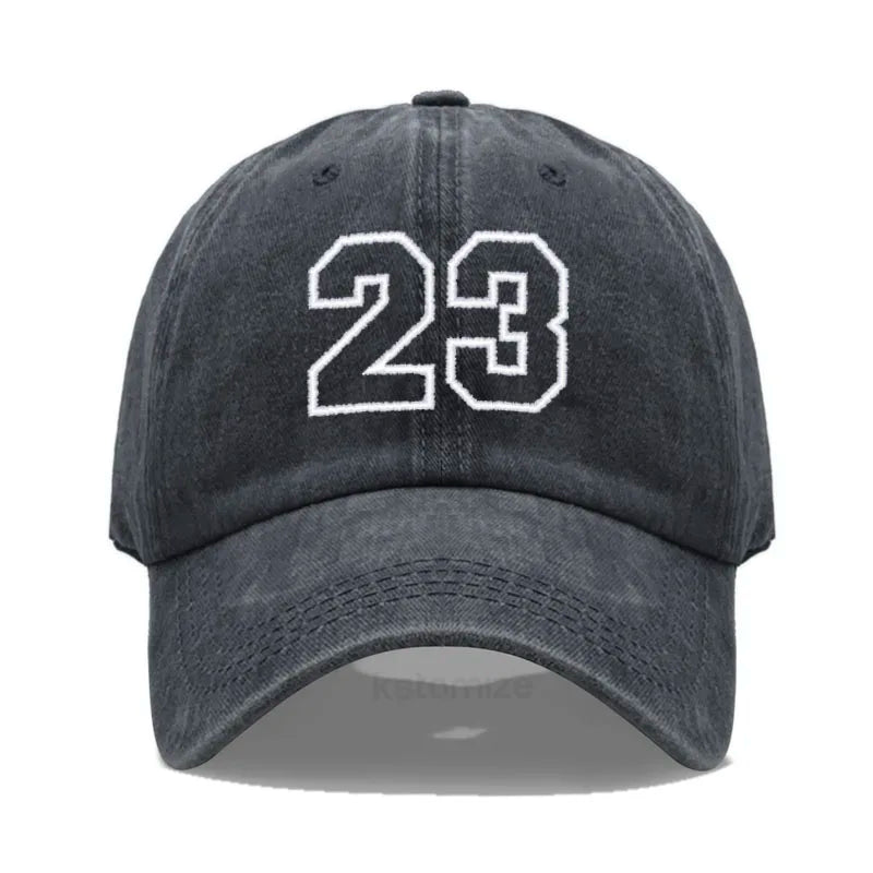 Number 23 Embroidery Baseball Cap Men Women Soft Washed Cotton Casual Sports Dad Hat Sun Protection Snapback Caps