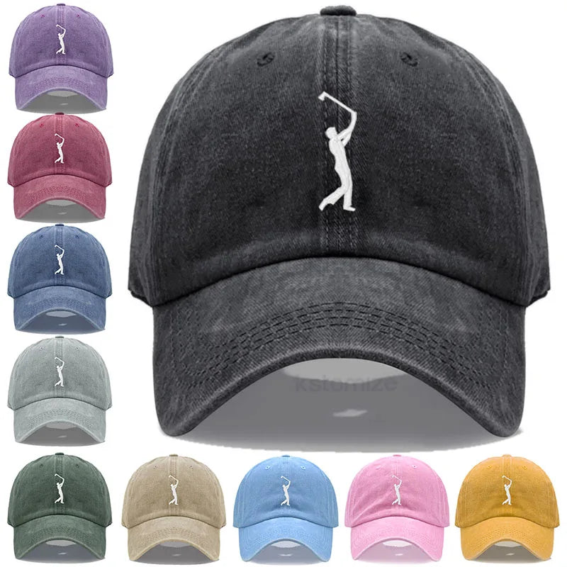 Play Golf Embroidery Baseball Cap For Men Women Washed Cotton Dad Hat Adjustable Unisex Casual Sports Caps