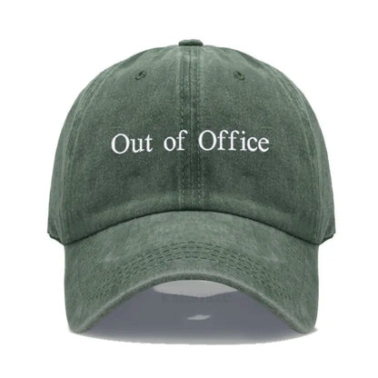 Out of Office Embroidered Vintage Washed Baseball Cap Unisex Adjustable Casual Dad Hat Summer Sun Hat for Women Men