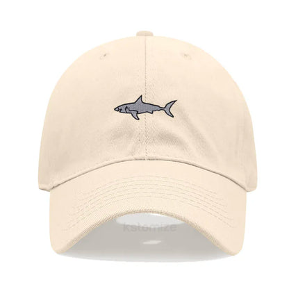 Shark Embroidery Baseball Cap For Men Women Washed Cotton Dad Hat Adjustable Unisex Casual Sports Caps