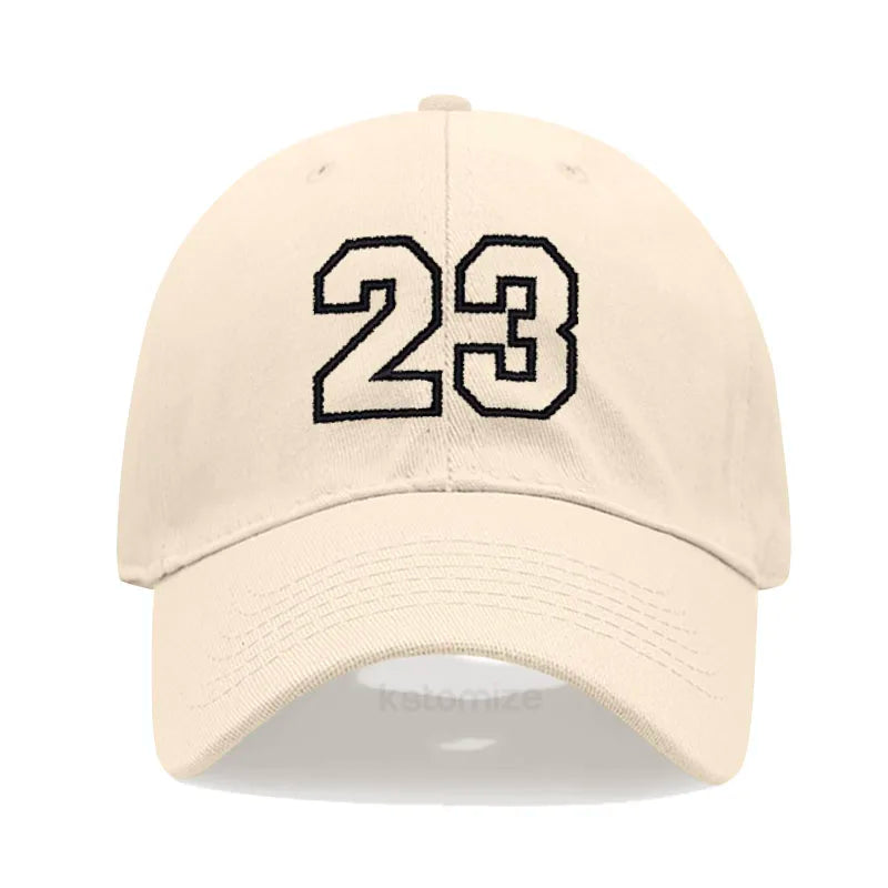 Number 23 Embroidery Baseball Cap Men Women Soft Washed Cotton Casual Sports Dad Hat Sun Protection Snapback Caps
