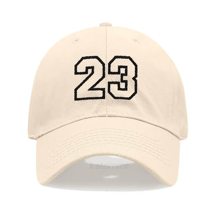 Number 23 Embroidery Baseball Cap Men Women Soft Washed Cotton Casual Sports Dad Hat Sun Protection Snapback Caps