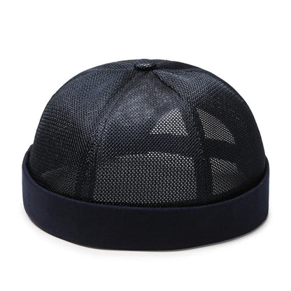Unisex Mesh Brimless Skullcap Hip Hop Sailor Summer Cap with Rolled Cuff Breathable Beanie Hat for Men Women