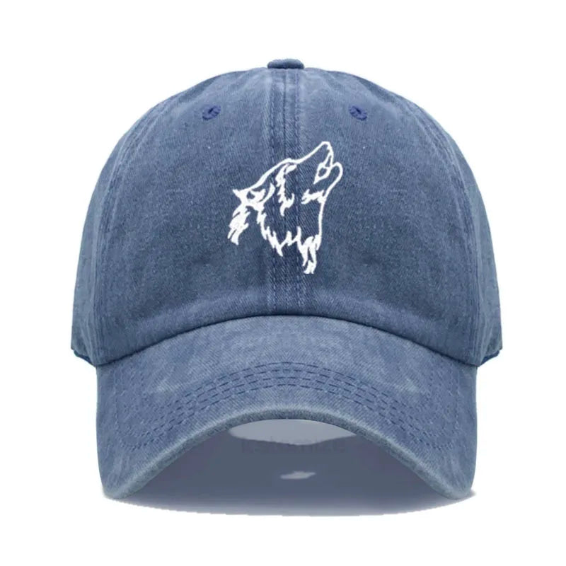 Women's Baseball Cap Men's Washed Cotton Wolf Howl Embroidery Embroidery Dad Hat Sport Golf Caps For Man Sun Hats Dropshipping