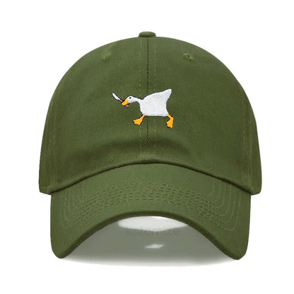 Unisex Dad Hat with Embroidered Goose Pattern Fashionable Style Duckbill Cap for Men & Women