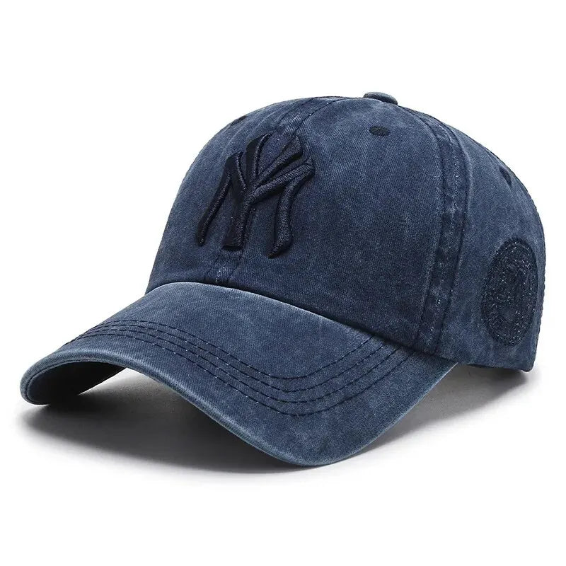 Hat Women's Korean Version Cap Soft Top Washed Distressed Baseball Cap Fashion Casual Men's Embroidery Sunshade Sunscreen Hat