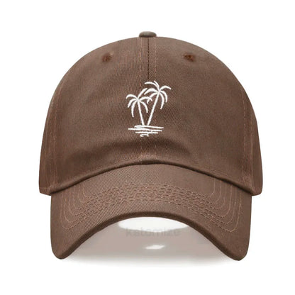 Coconut Tree Embroidery Baseball Cap for Men Women Washed Cotton Dad Hat Casual Sun Protection Golf Snapback Caps Wholesales