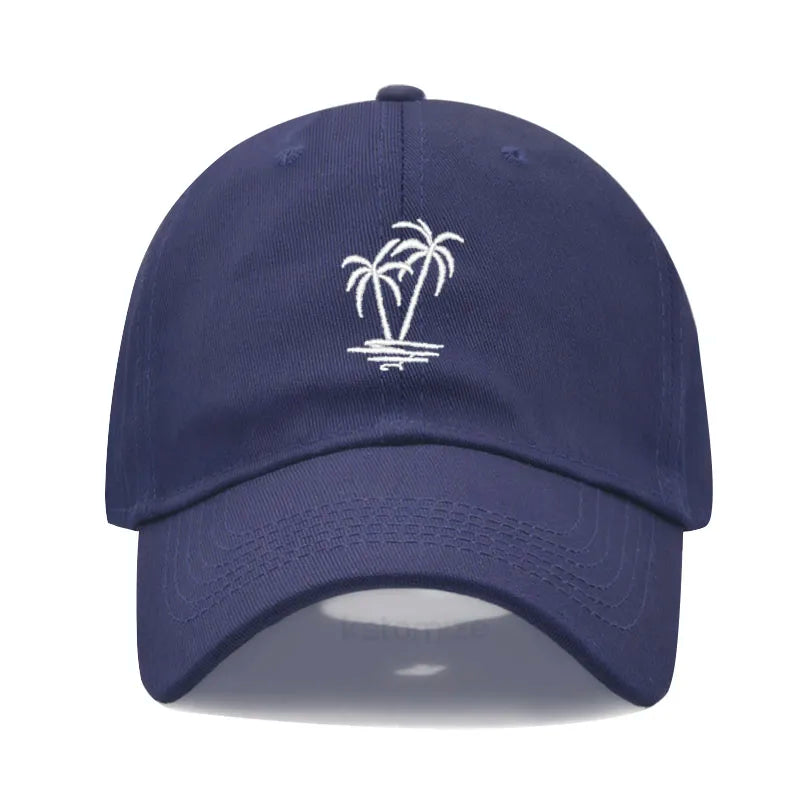 Coconut Tree Embroidery Baseball Cap for Men Women Washed Cotton Dad Hat Casual Sun Protection Golf Snapback Caps Wholesales