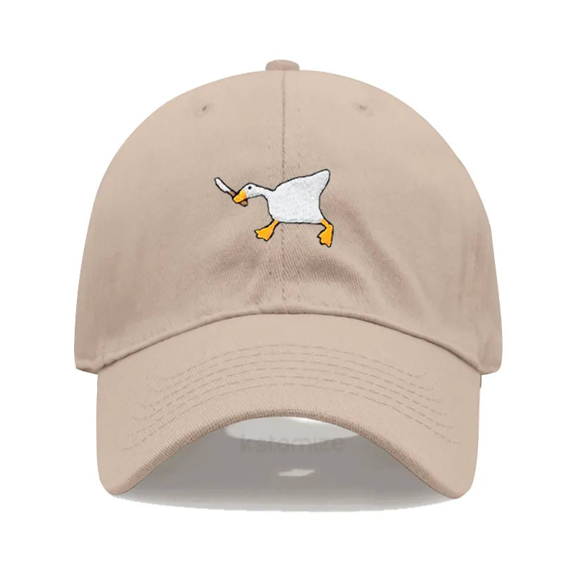 Unisex Dad Hat with Embroidered Goose Pattern Fashionable Style Duckbill Cap for Men & Women