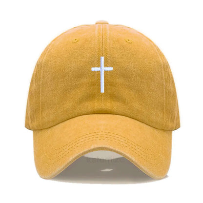 Cross Embroidered Baseball Cap for Women Men Fashion Adjustable Washed Cotton Dad Hat Unisex Classic Golf Caps