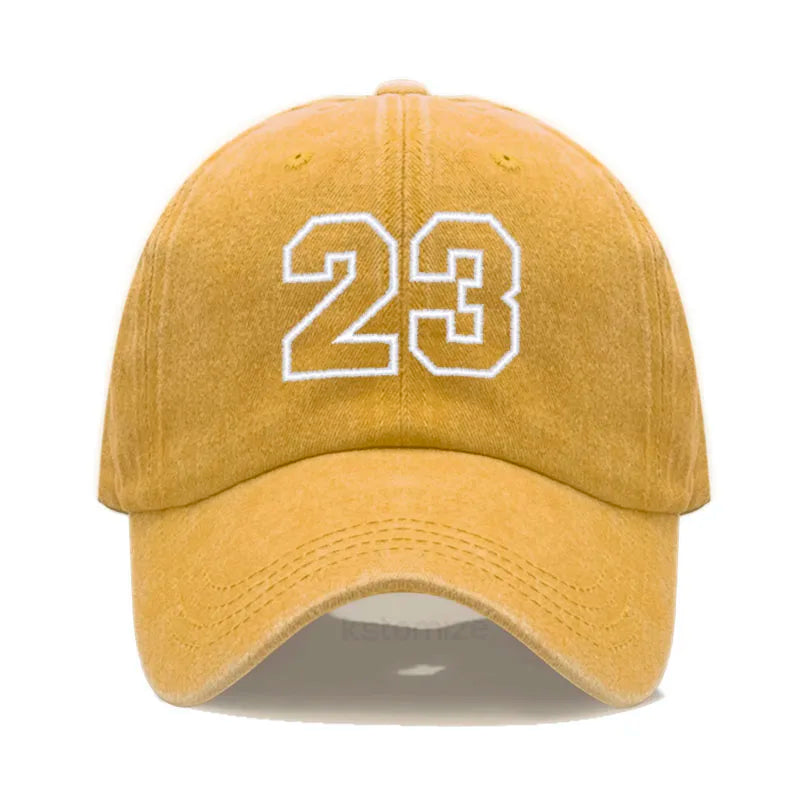 Number 23 Embroidery Baseball Cap Men Women Soft Washed Cotton Casual Sports Dad Hat Sun Protection Snapback Caps