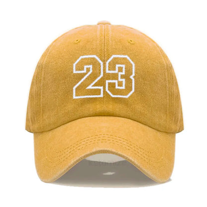 Number 23 Embroidery Baseball Cap Men Women Soft Washed Cotton Casual Sports Dad Hat Sun Protection Snapback Caps
