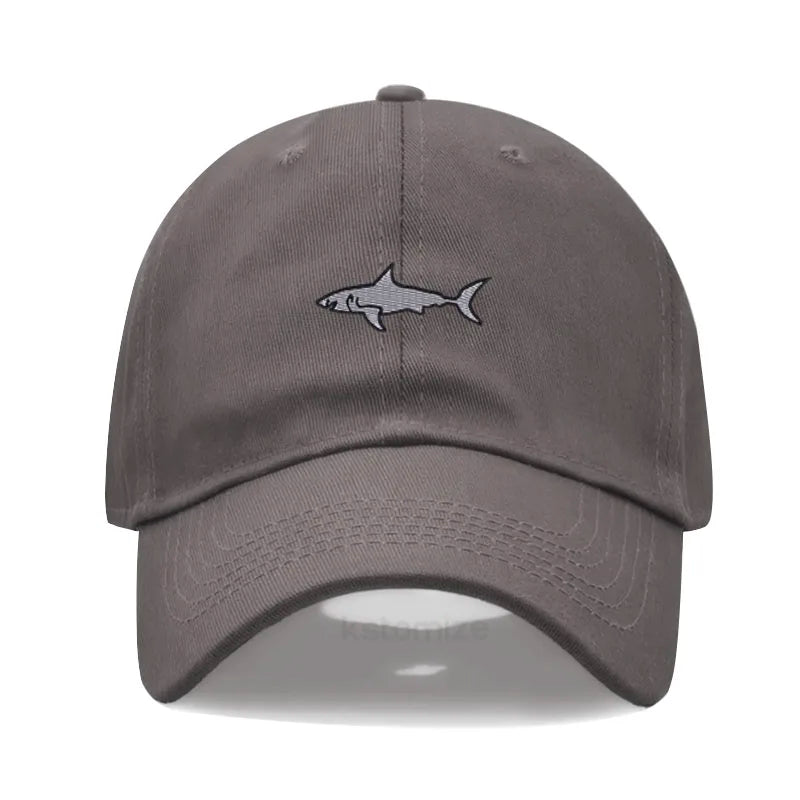 Shark Embroidery Baseball Cap For Men Women Washed Cotton Dad Hat Adjustable Unisex Casual Sports Caps