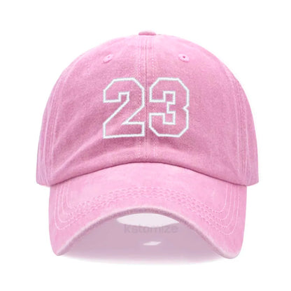Number 23 Embroidery Baseball Cap Men Women Soft Washed Cotton Casual Sports Dad Hat Sun Protection Snapback Caps