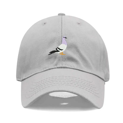Pigeon Embroidery Baseball Cap for Women Men Fashion Adjustable Soft Washed Cotton Dad Hat Unisex Classic Golf Caps
