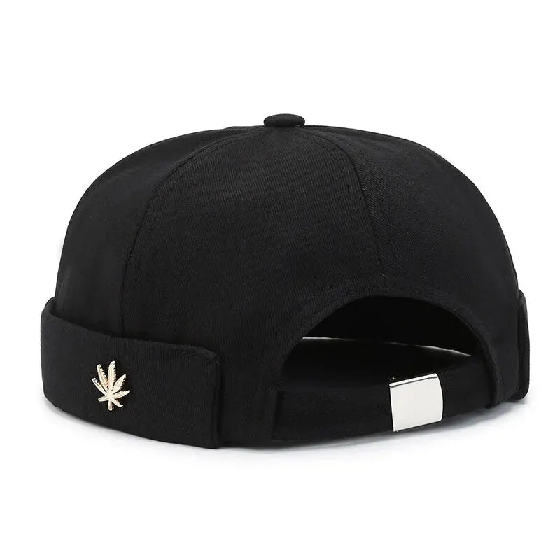 Beanie Melon Skin Hat Men's Leaf Soft Top Hat Women's Street Black Landlord Hat Tide Four Seasons Fashion And Versatile Hat