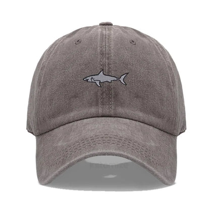 Shark Embroidery Baseball Cap For Men Women Washed Cotton Dad Hat Adjustable Unisex Casual Sports Caps