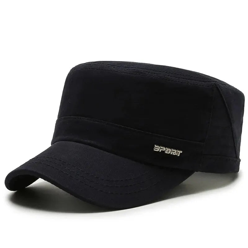 Hat Men's Flat Military Hat Is Simple And Versatile, Middle-Aged Hat Spring And Autumn Duck Tongue Casual Fashion New Style