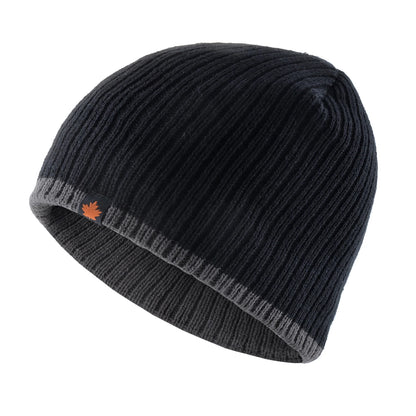 Men's Skullies Beanies Knitted Wool Hats Men Winter Thick Beanie Hat Double Layer Solid Color Fleece-lined Warm Bonnet Cap