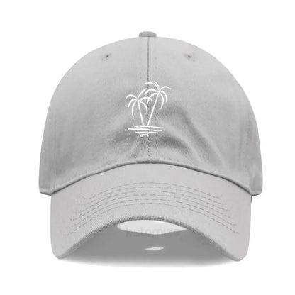 Coconut Tree Embroidery Baseball Cap for Men Women Washed Cotton Dad Hat Casual Sun Protection Golf Snapback Caps Wholesales