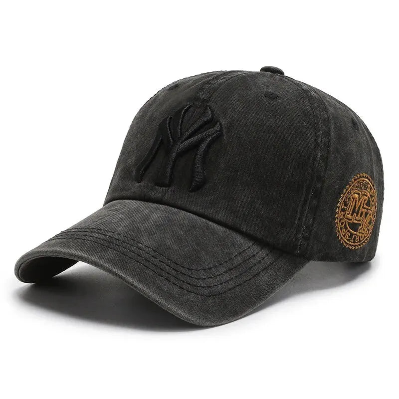 Hat Women's Korean Version Cap Soft Top Washed Distressed Baseball Cap Fashion Casual Men's Embroidery Sunshade Sunscreen Hat