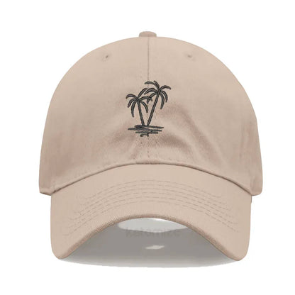 Coconut Tree Embroidery Baseball Cap for Men Women Washed Cotton Dad Hat Casual Sun Protection Golf Snapback Caps Wholesales