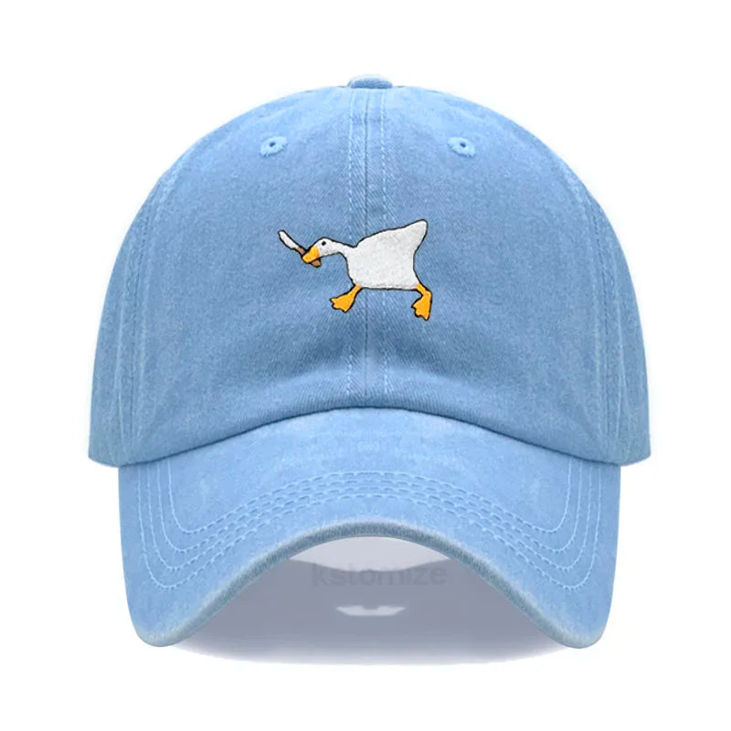 Unisex Dad Hat with Embroidered Goose Pattern Fashionable Style Duckbill Cap for Men & Women