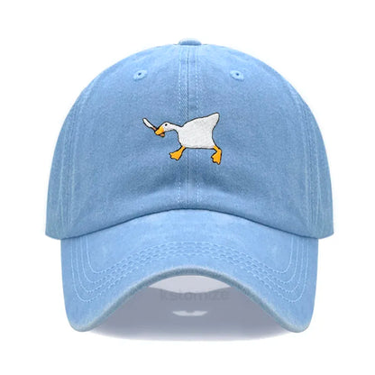 Unisex Dad Hat with Embroidered Goose Pattern Fashionable Style Duckbill Cap for Men & Women