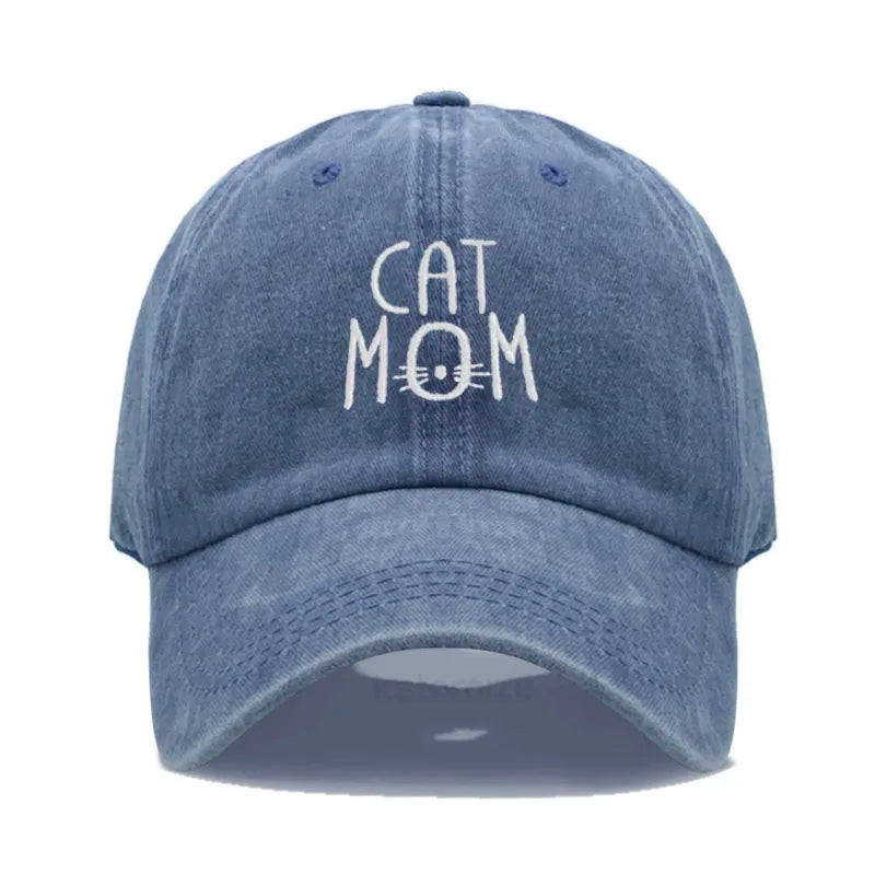 CAT MOM Embroidered Baseball Cap for Women Men Fashion Adjustable Soft Washed Cotton Dad Hat Unisex Classic Golf Caps