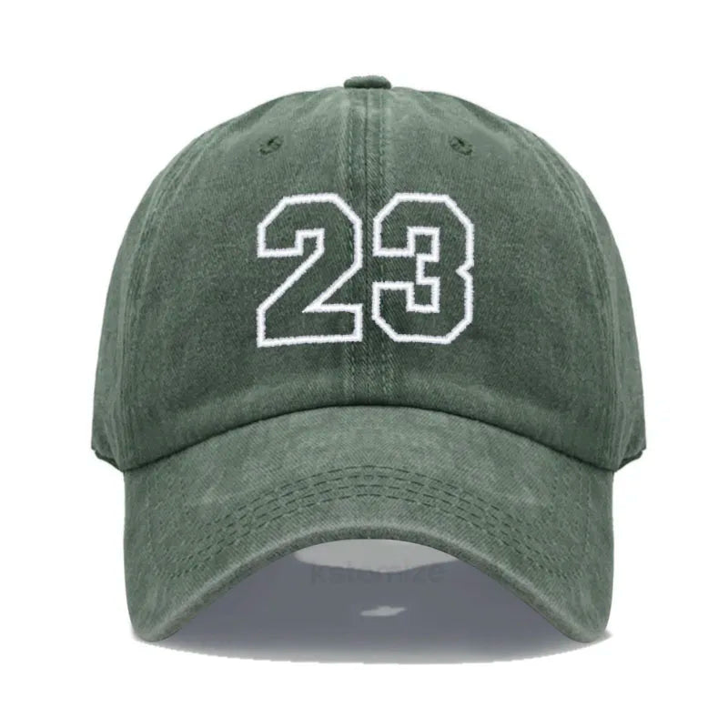 Number 23 Embroidery Baseball Cap Men Women Soft Washed Cotton Casual Sports Dad Hat Sun Protection Snapback Caps