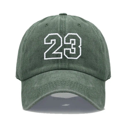 Number 23 Embroidery Baseball Cap Men Women Soft Washed Cotton Casual Sports Dad Hat Sun Protection Snapback Caps