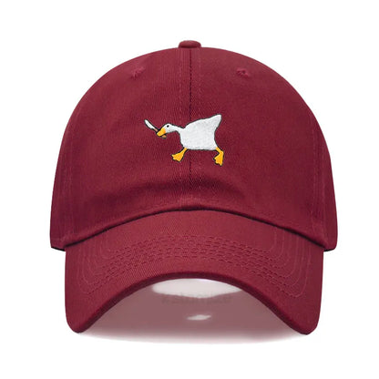 Unisex Dad Hat with Embroidered Goose Pattern Fashionable Style Duckbill Cap for Men & Women