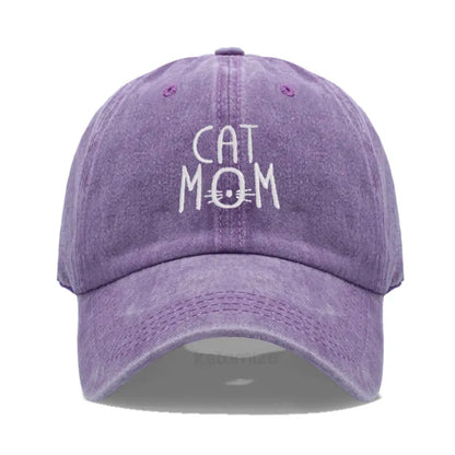 CAT MOM Embroidered Baseball Cap for Women Men Fashion Adjustable Soft Washed Cotton Dad Hat Unisex Classic Golf Caps